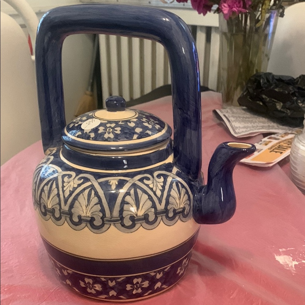 Heath Ceramics Blue and Cream Artful Teapot